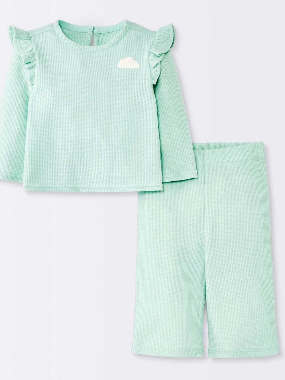 cloud island Baby Girls 2pc Flutter Waffle Sweatshirt and Pull-On Pants NWT